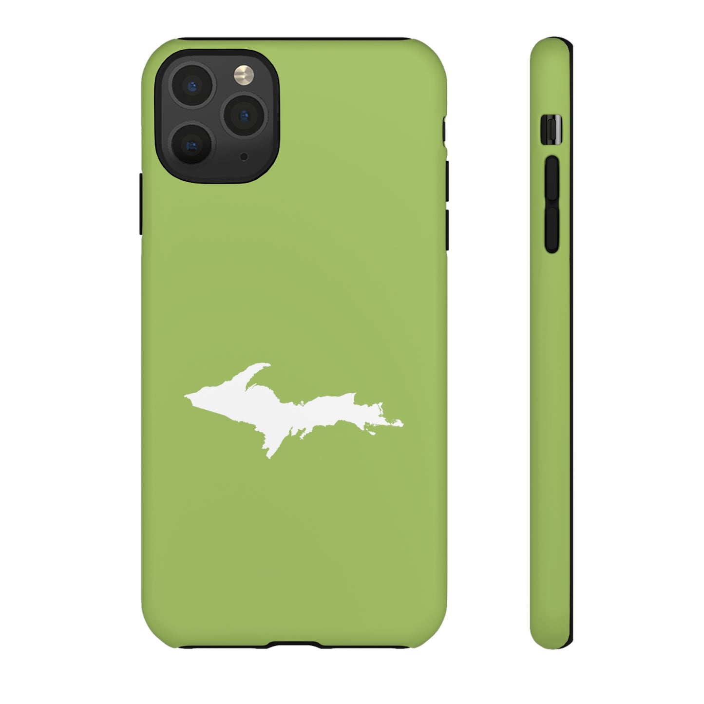 Michigan Upper Peninsula Tough Phone Case (Gooseberry Green w/ UP Outline) | Apple iPhone