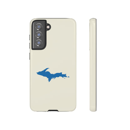 Michigan Upper Peninsula Tough Phone Case (Ivory Color w/ Azure UP Outline) | Samsung & Pixel Android