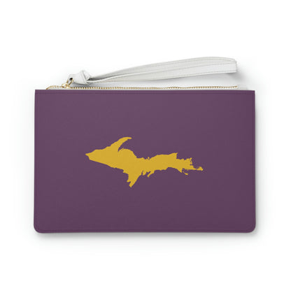 Michigan Upper Peninsula Clutch Bag (Plum w/ Gold UP Outline)