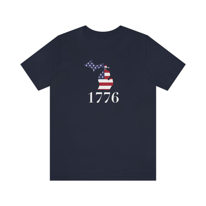 Michigan '1776' T-Shirt (Didone Font w/ MI USA Flag Outline) | Unisex Standard Fit