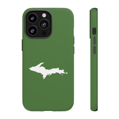 Michigan Upper Peninsula Tough Phone Case (Pine Green w/ UP Outline) | Apple iPhone