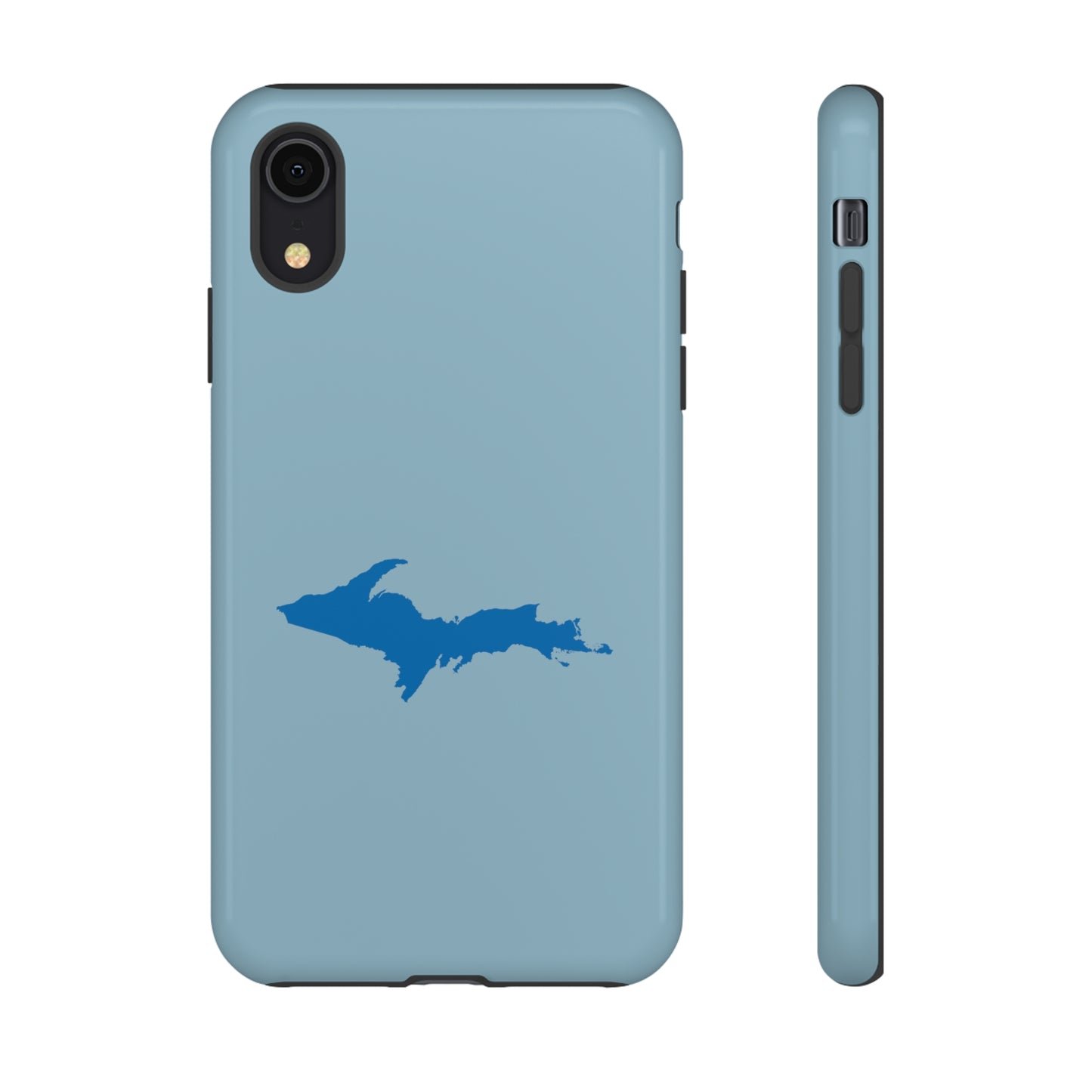 Michigan Upper Peninsula Tough Phone Case (Opal Blue w/ Azure UP Outline) | Apple iPhone