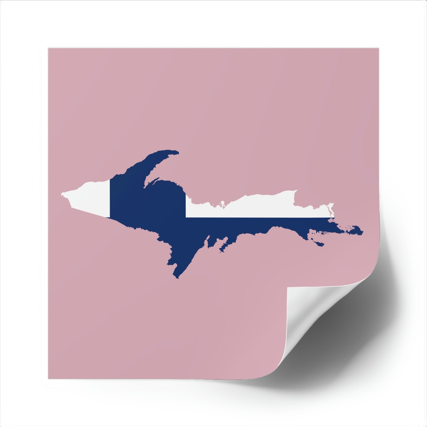 Michigan Upper Peninsula Square Sticker (Pink w/ UP Finland Flag Outline) | Indoor/Outdoor