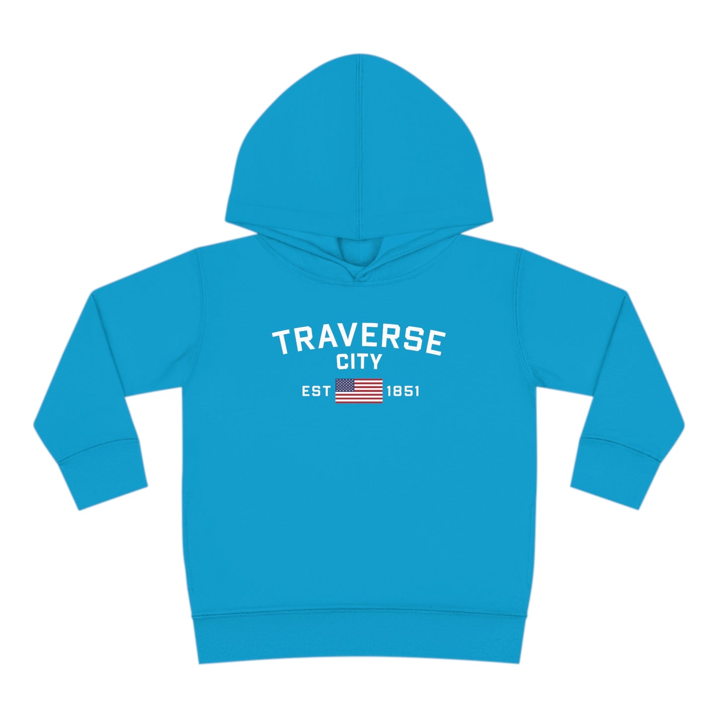 'Traverse City EST 1851' Hoodie (w/USA Flag Outline) | Unisex Toddler