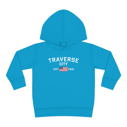 'Traverse City EST 1851' Hoodie (w/USA Flag Outline) | Unisex Toddler