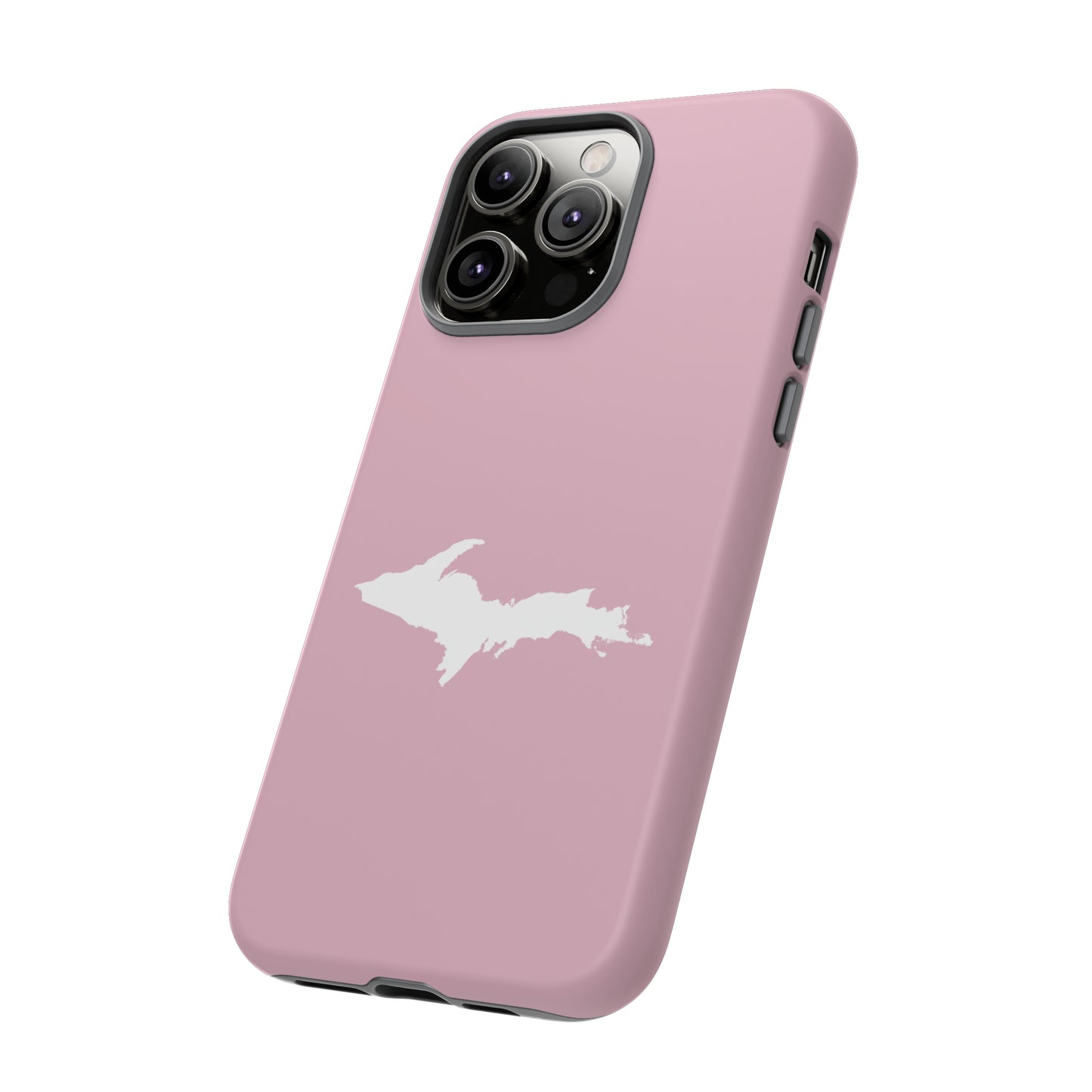 Michigan Upper Peninsula Tough Phone Case (Pink w/ UP Outline) | Apple iPhone