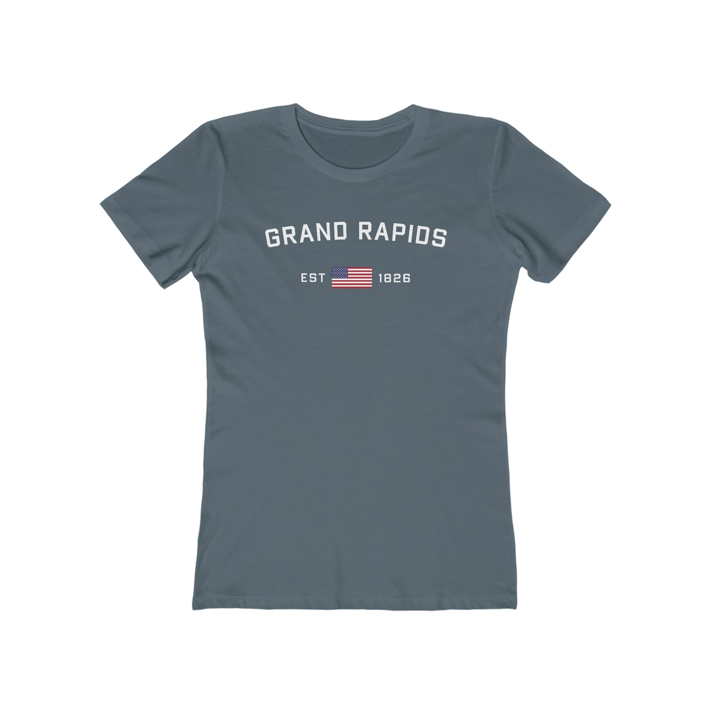 'Grand Rapids EST 1826' (w/USA Flag Outline) | Women's Boyfriend Cut