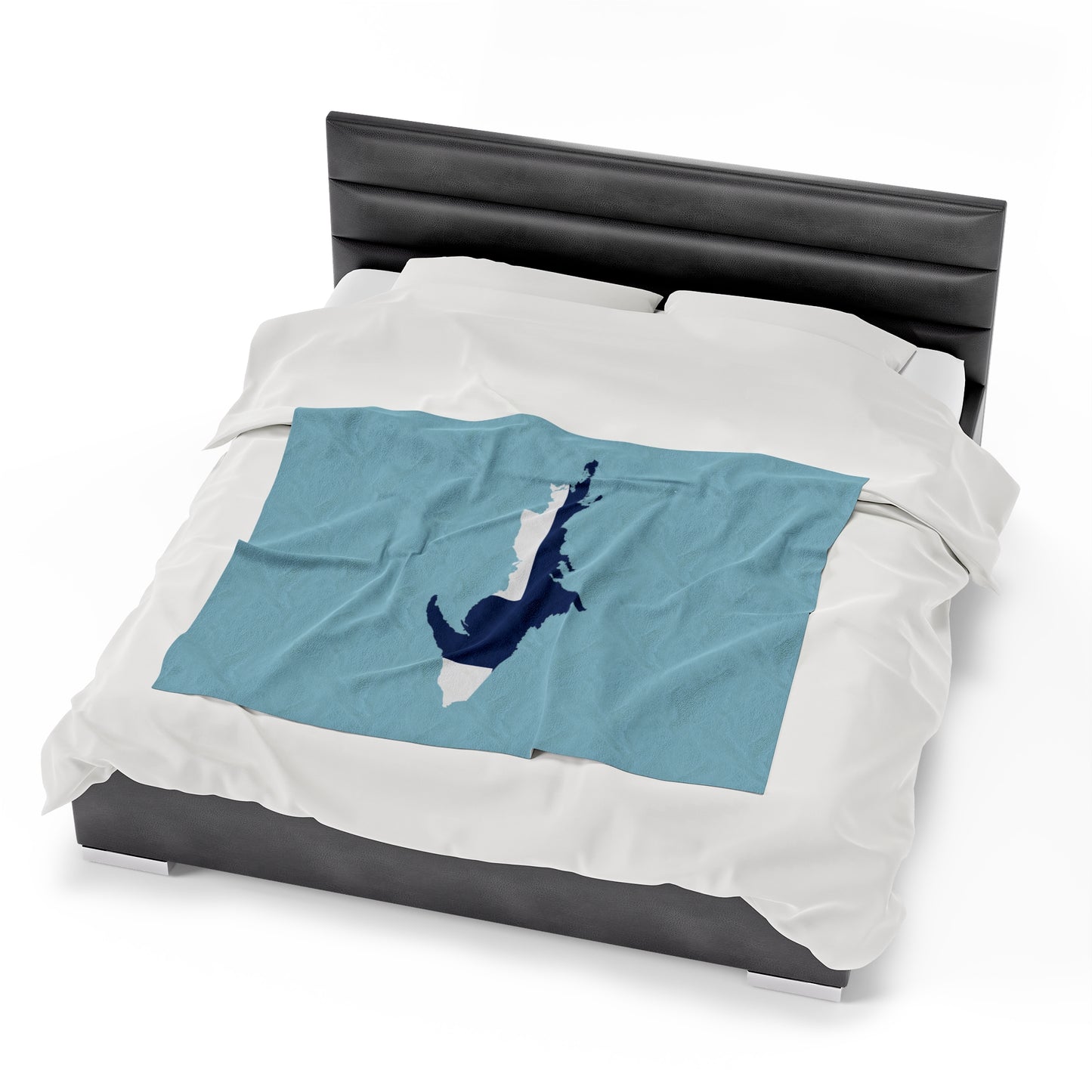 Michigan Upper Peninsula Plush Blanket (w/ UP Finland Flag Outline) | '58 Caddie Blue