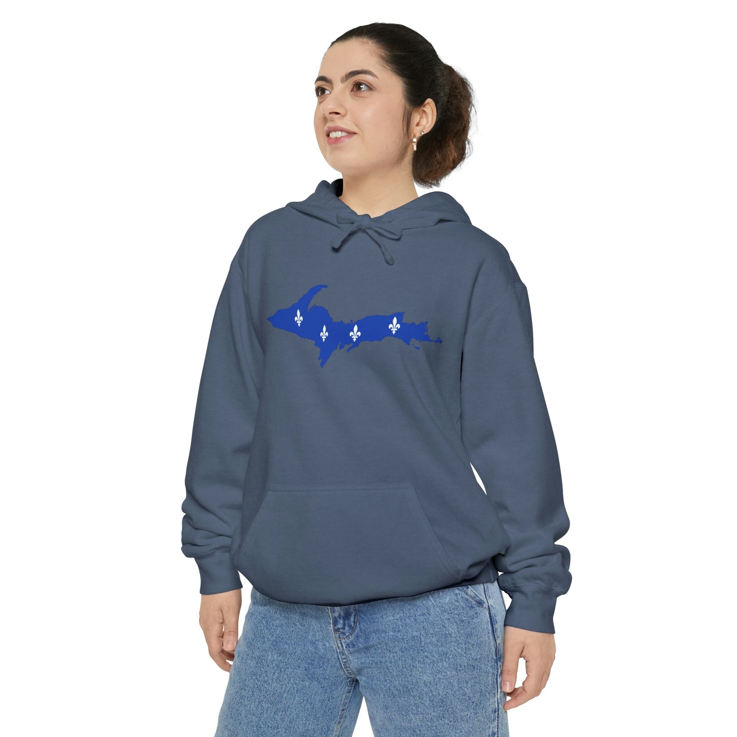 Michigan Upper Peninsula Hoodie (w/ UP Quebec Flag Outline) | Unisex Garment-Dyed