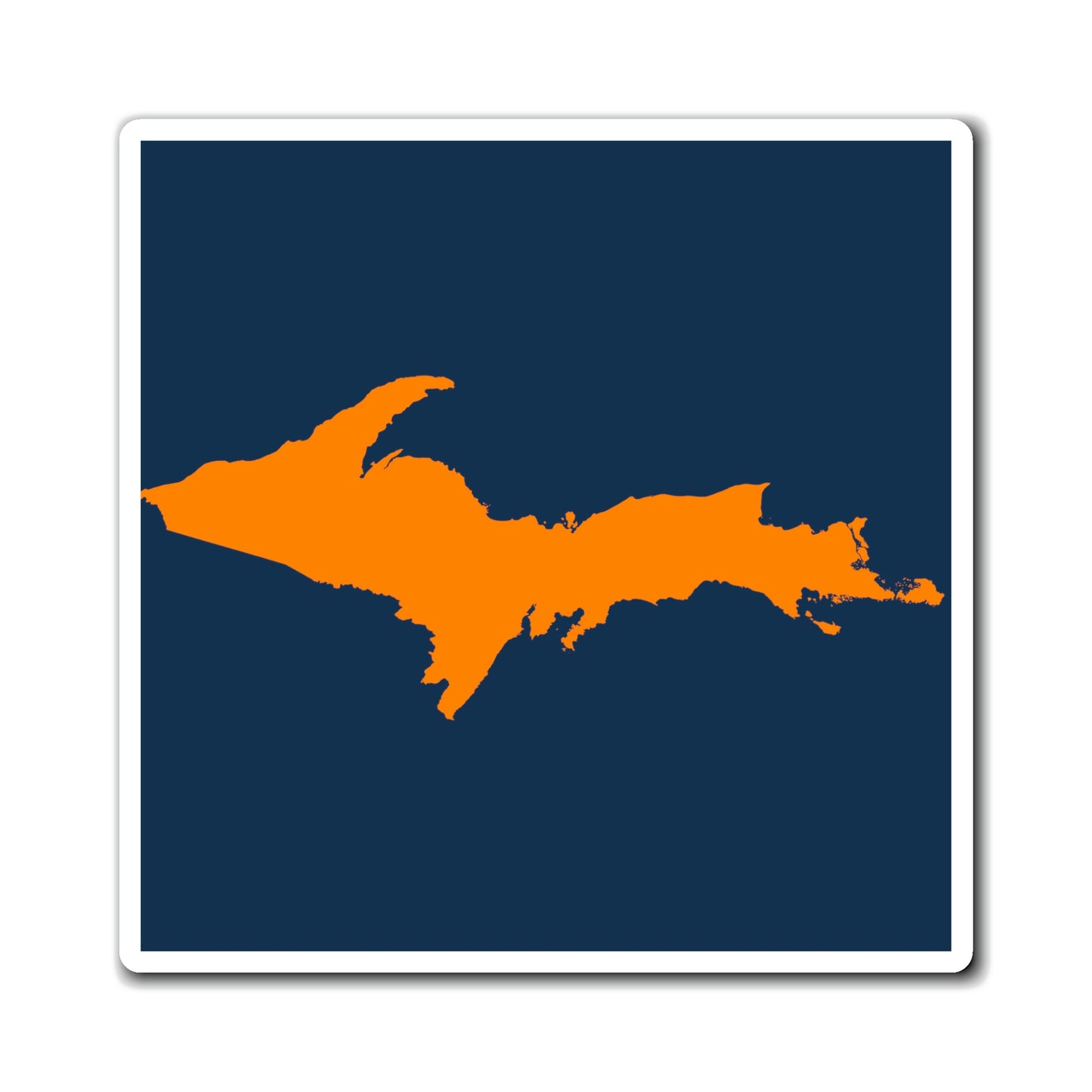 Michigan Upper Peninsula Square Magnet (Navy w/ Orange UP Outline)