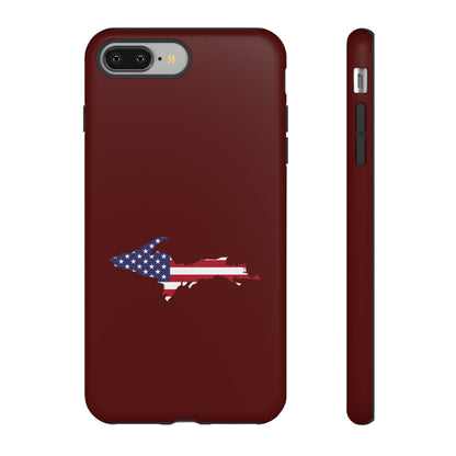 Michigan Upper Peninsula Tough Phone Case (Cherrywood Color w/ UP USA Outline) | Apple iPhone