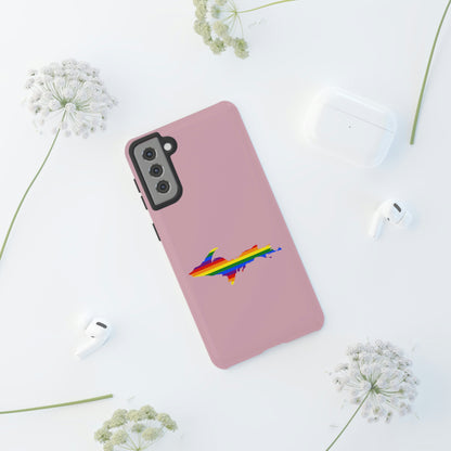 Michigan Upper Peninsula Tough Phone Case (Pink w/ UP Pride Flag Outline) | Samsung & Pixel Android