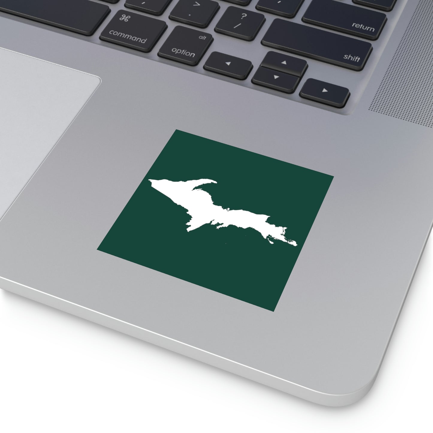 Michigan Upper Peninsula Square Sticker (Green w/ UP Outline) | Indoor/Outdoor