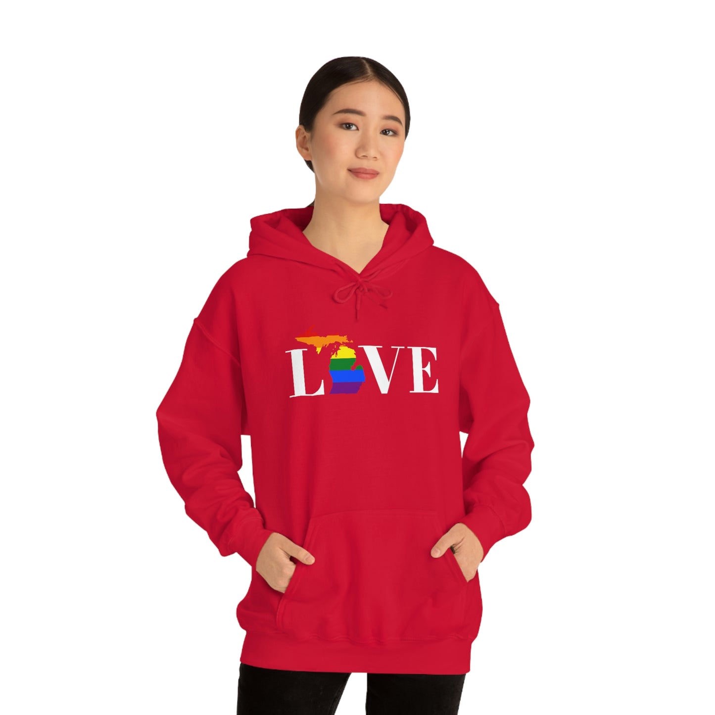 Michigan 'Love' Hoodie (w/LGBTQ Pride Colors) | Unisex Standard