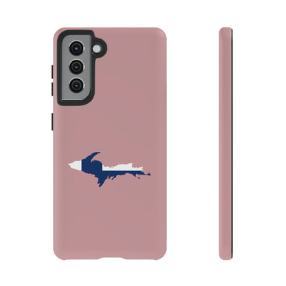 Michigan Upper Peninsula Tough Phone Case (Cherry Blossom Pink w/ UP Finland Flag Outline) | Samsung & Pixel Android