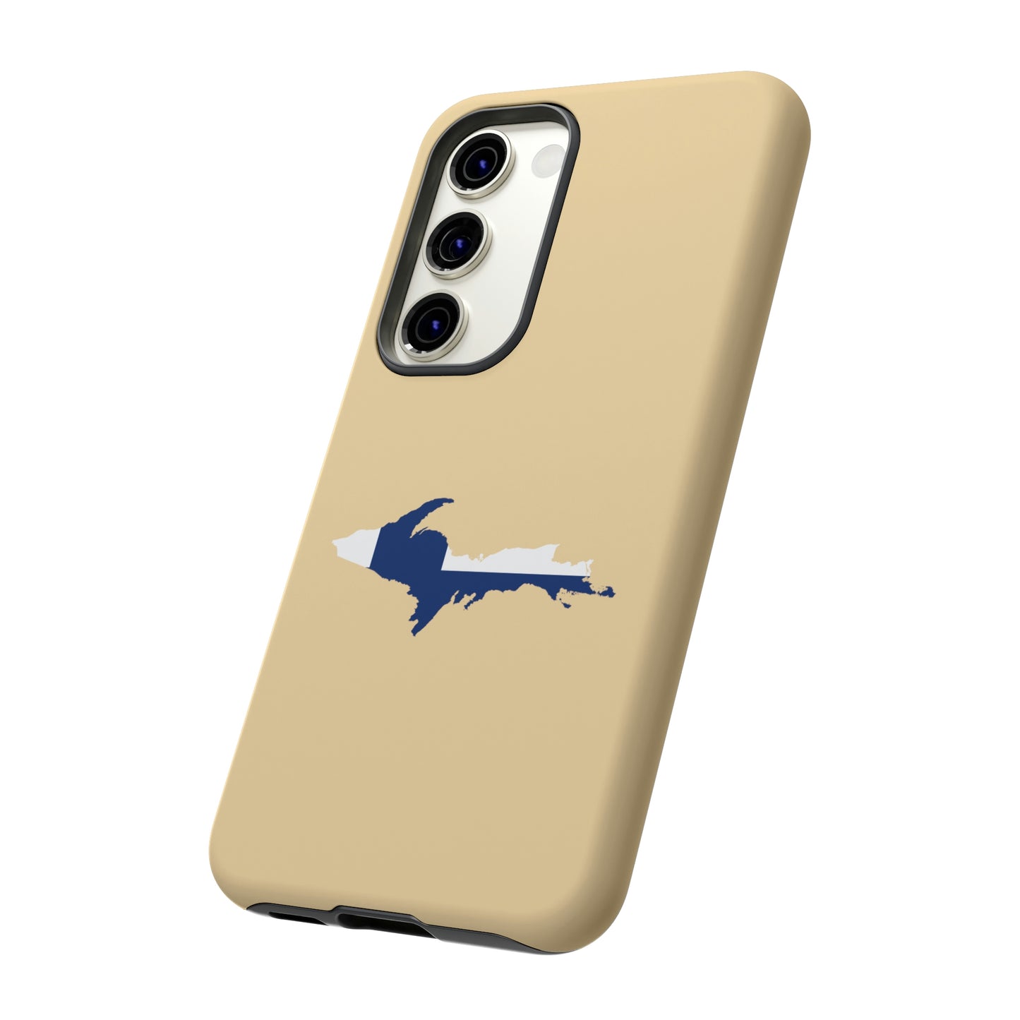 Michigan Upper Peninsula Tough Phone Case (Maple Color w/ UP Finland Flag Outline) | Samsung & Pixel Android