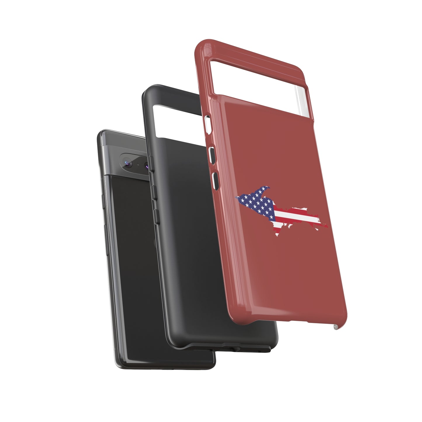 Michigan Upper Peninsula Tough Phone Case (Ore Dock Red w/ UP USA Flag Outline) | Samsung & Pixel Android