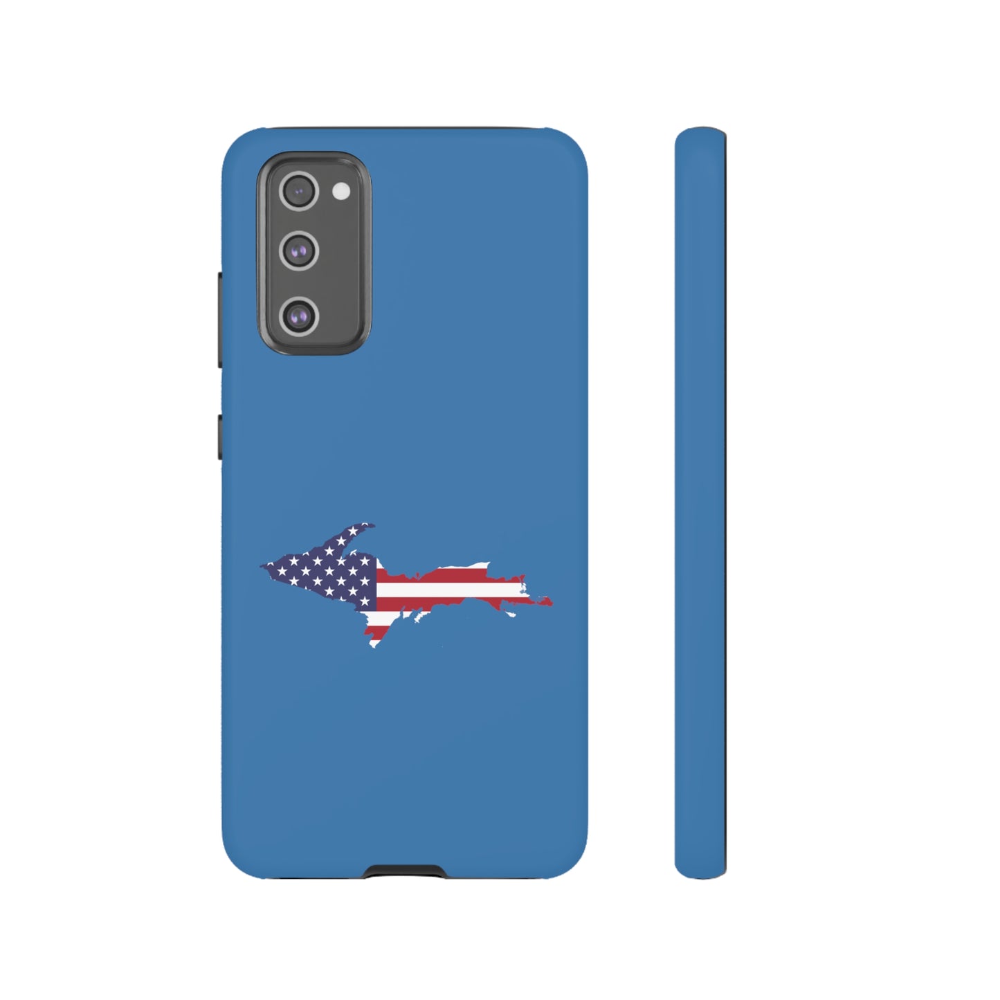 Michigan Upper Peninsula Tough Phone Case (Lake Superior Blue w/ UP USA Flag Outline) | Samsung & Pixel Android