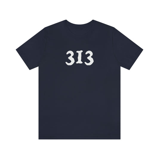 Detroit '313' T-Shirt (Woodcut Font) | Unisex Standard Fit