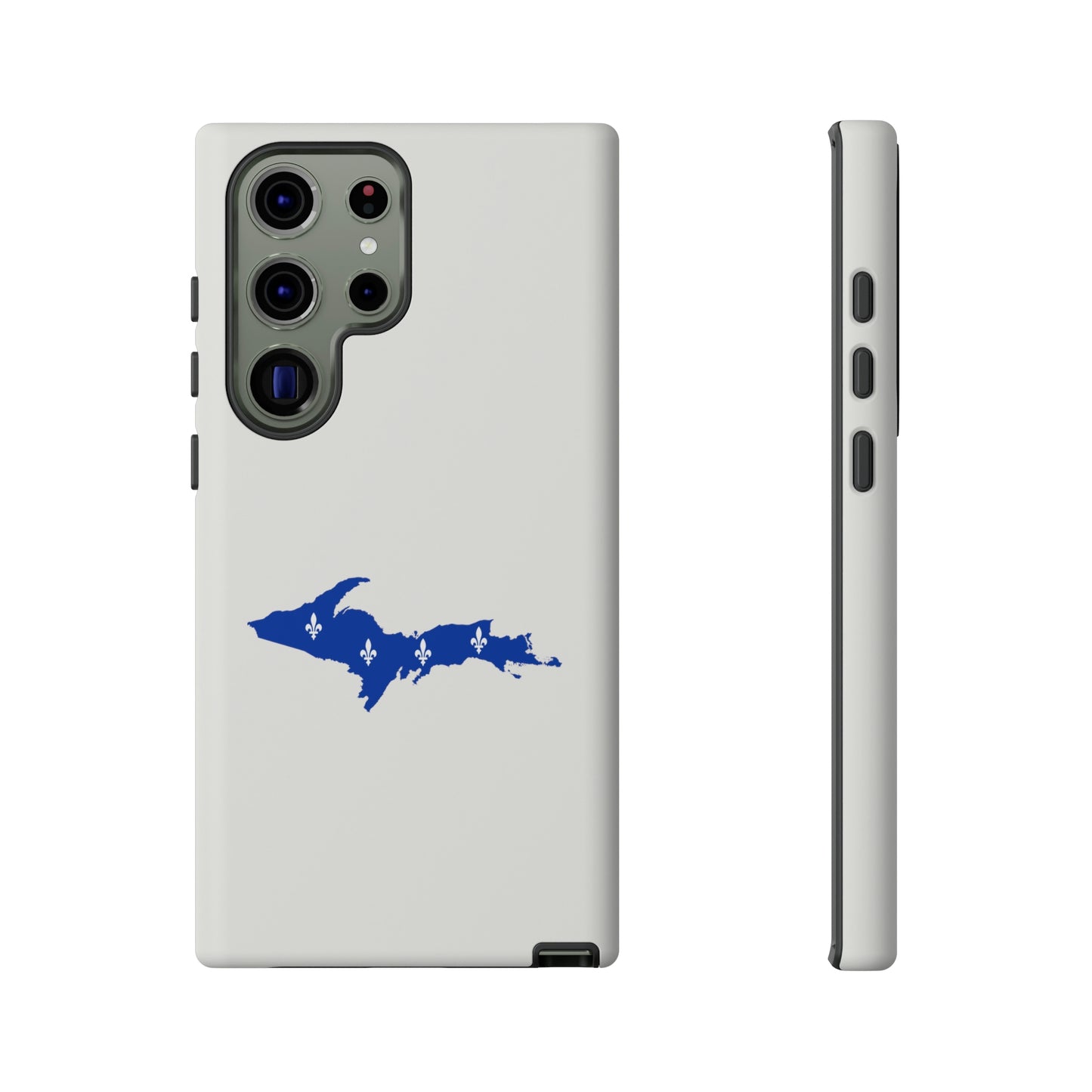 Michigan Upper Peninsula Tough Phone Case (Birch Bark White w/ UP Quebec Flag Outline) | Samsung & Pixel Android