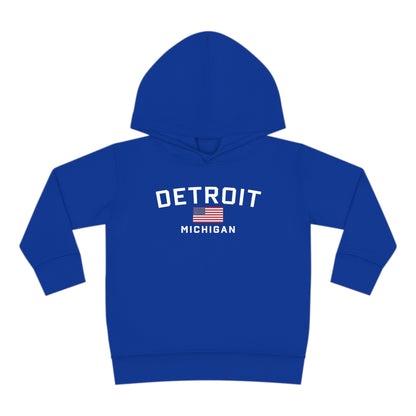 'Detroit Michigan' Hoodie (w/USA Flag Outline) | Unisex Toddler