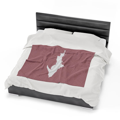 Michigan Upper Peninsula Plush Blanket (w/ UP Outline) | Cherry Blossom Pink