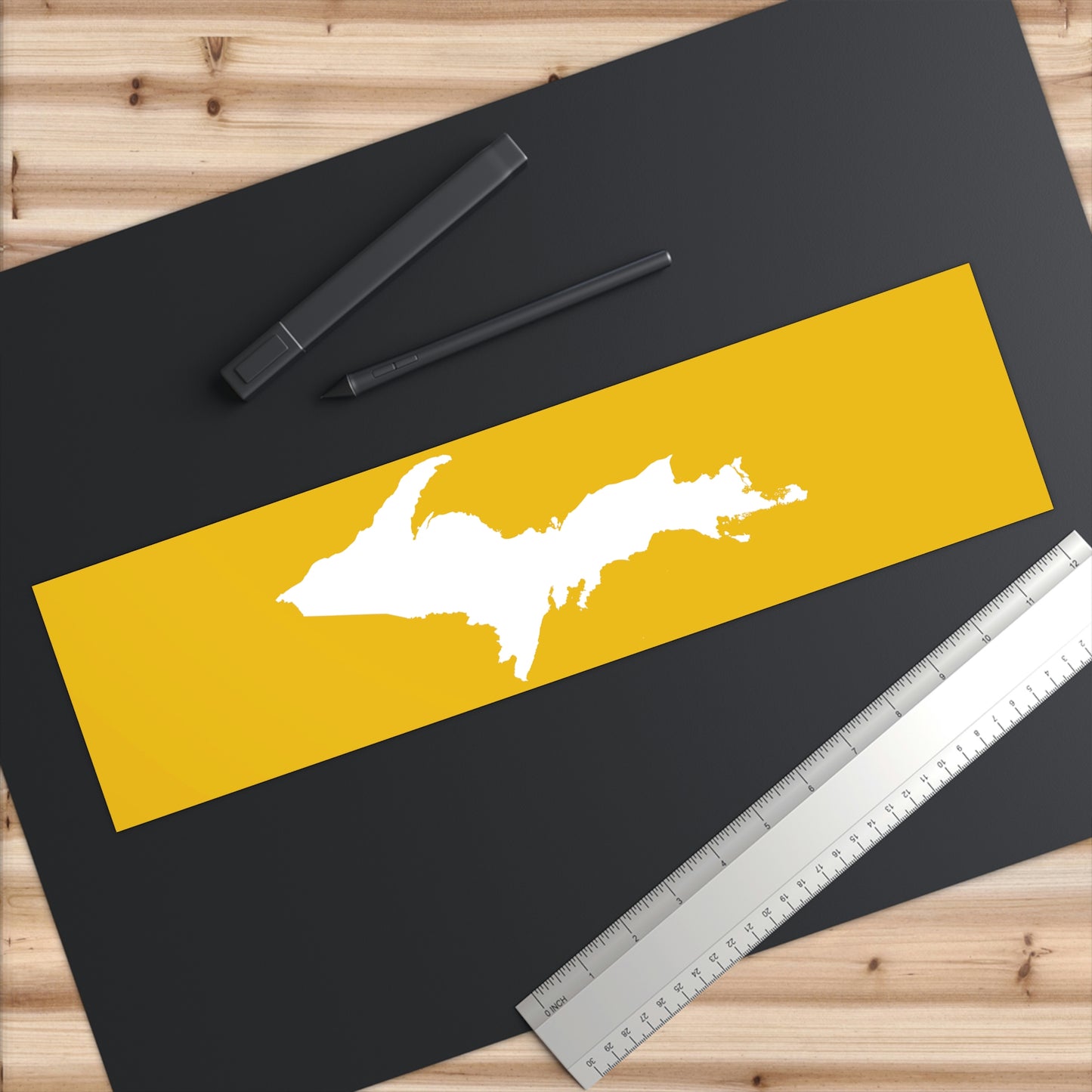 Michigan Upper Peninsula Bumper Sticker (w/ UP Outline) | Gold Background