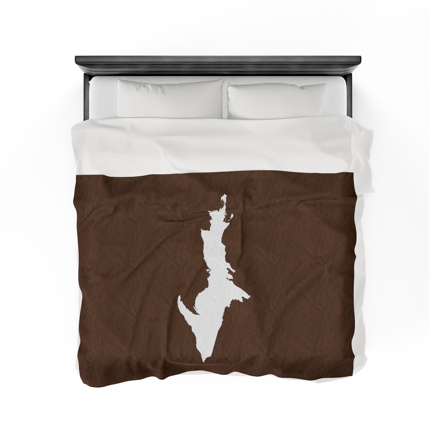 Michigan Upper Peninsula Plush Blanket (w/ UP Outline) | Coffee Color