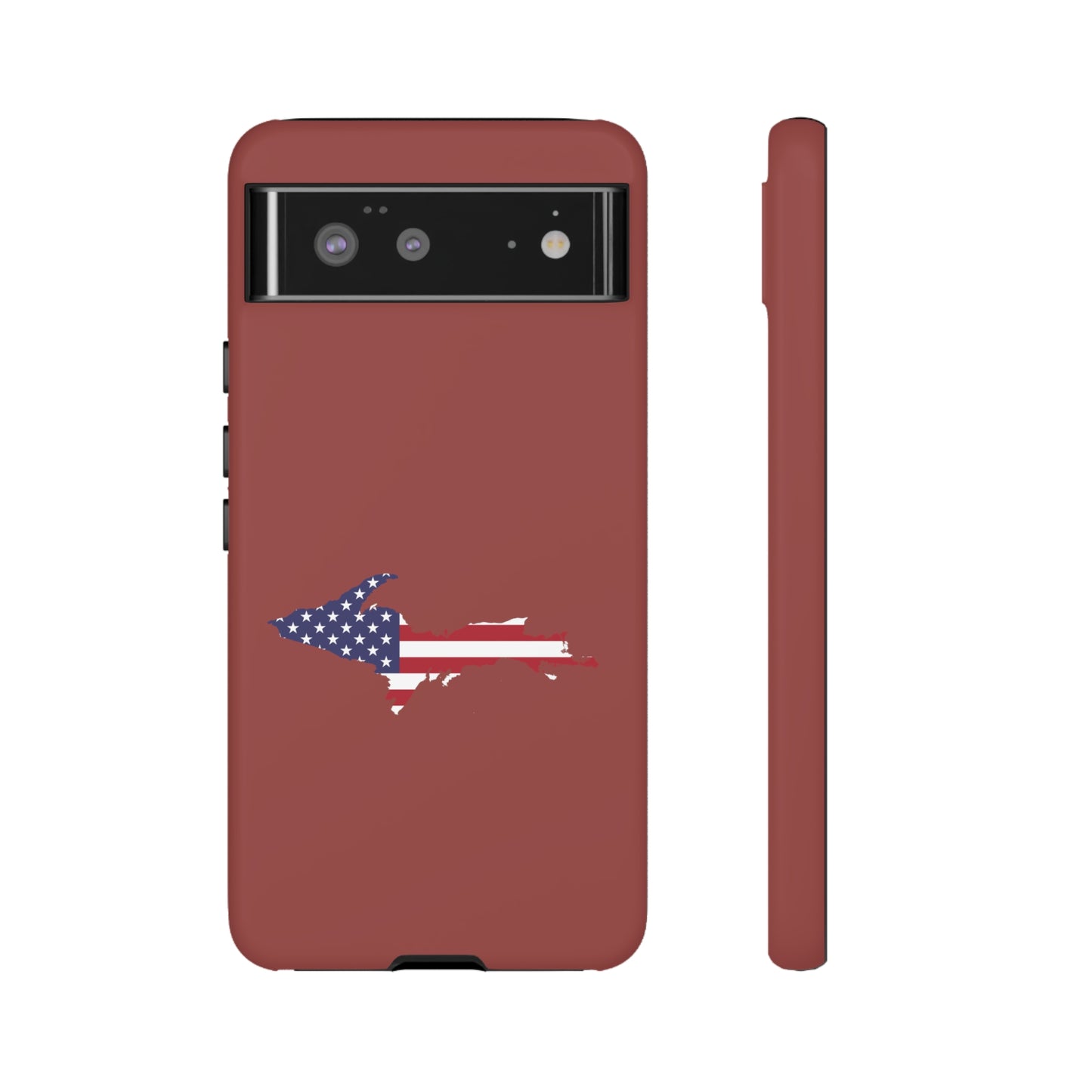 Michigan Upper Peninsula Tough Phone Case (Ore Dock Red w/ UP USA Flag Outline) | Samsung & Pixel Android