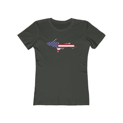 Michigan Upper Peninsula T-Shirt (w/UP MI USA Flag Outline) | Women's Boyfriend Cut