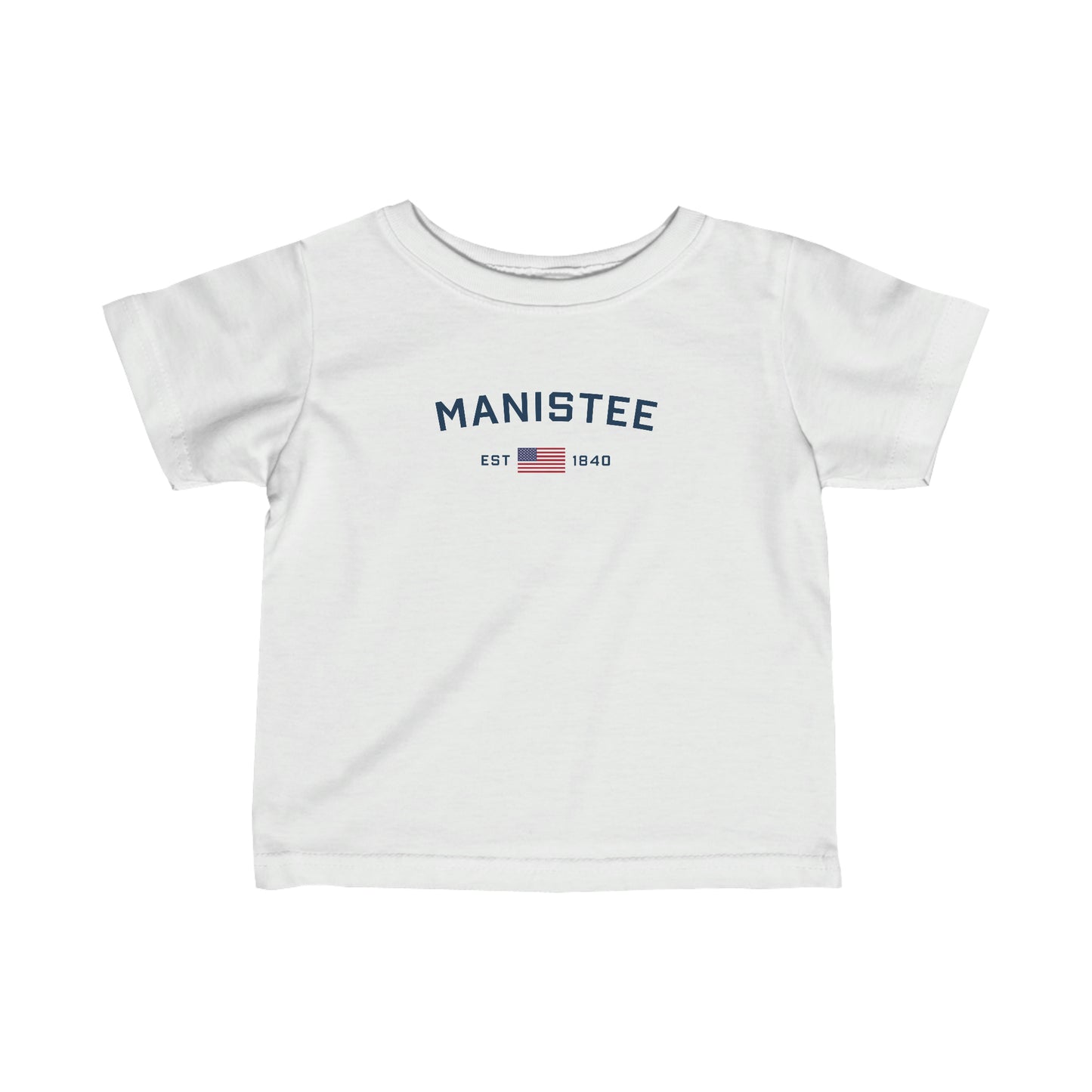 'Manistee EST 1840' T-Shirt (w/USA Flag Outline) |  Infant Short Sleeve