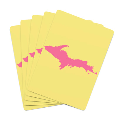 Michigan Upper Peninsula Poker Cards (Yellow Cherry Color w/ Pink UP Outline)