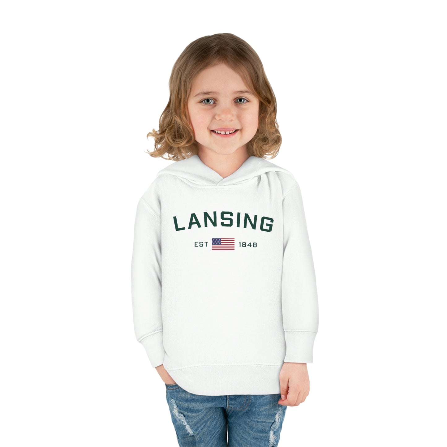 'Lansing EST 1848' Hoodie (w/USA Flag Outline) | Unisex Toddler