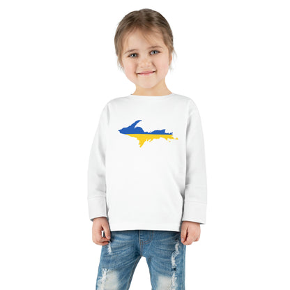 Michigan Upper Peninsula T-Shirt (w/ UP Ukraine Flag Outline) | Toddler Long Sleeve