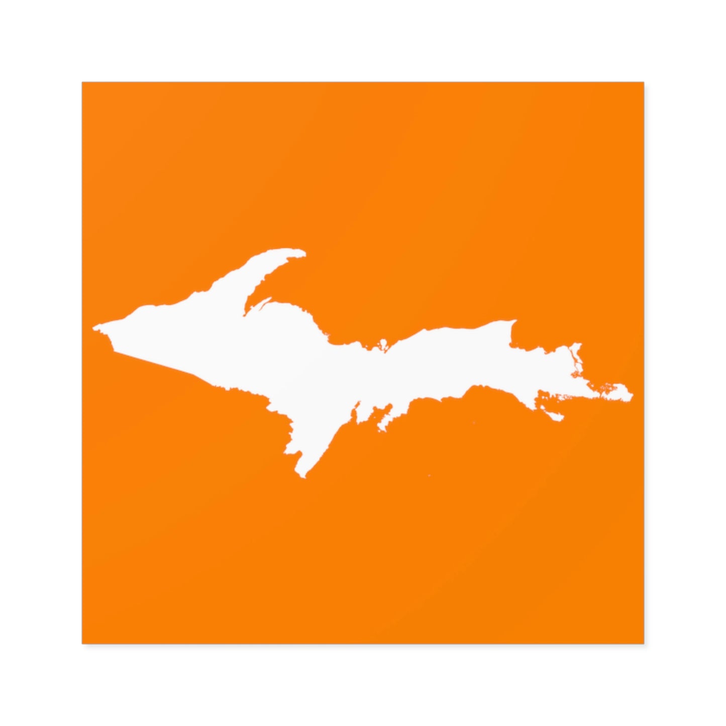 Michigan Upper Peninsula Square Sticker (Orange w/ UP Outline) | Indoor/Outdoor