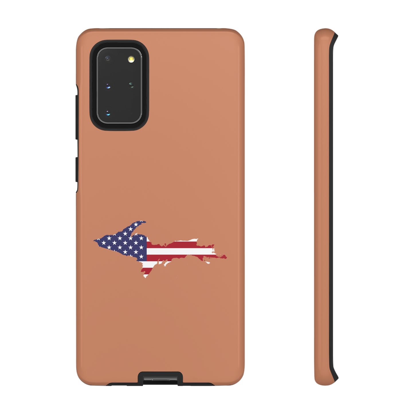 Michigan Upper Peninsula Tough Phone Case (Copper Color w/ UP USA Flag Outline) | Samsung & Pixel Android