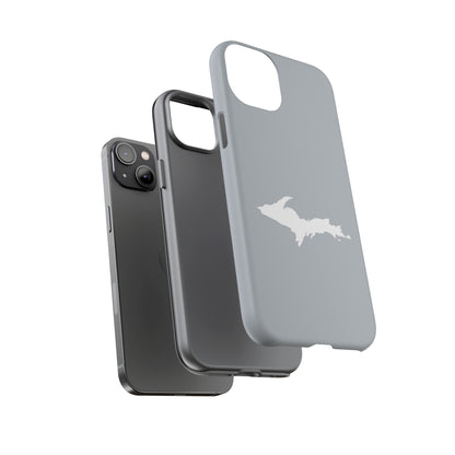 Michigan Upper Peninsula Tough Phone Case (Silver w/ UP Outline) | Apple iPhone