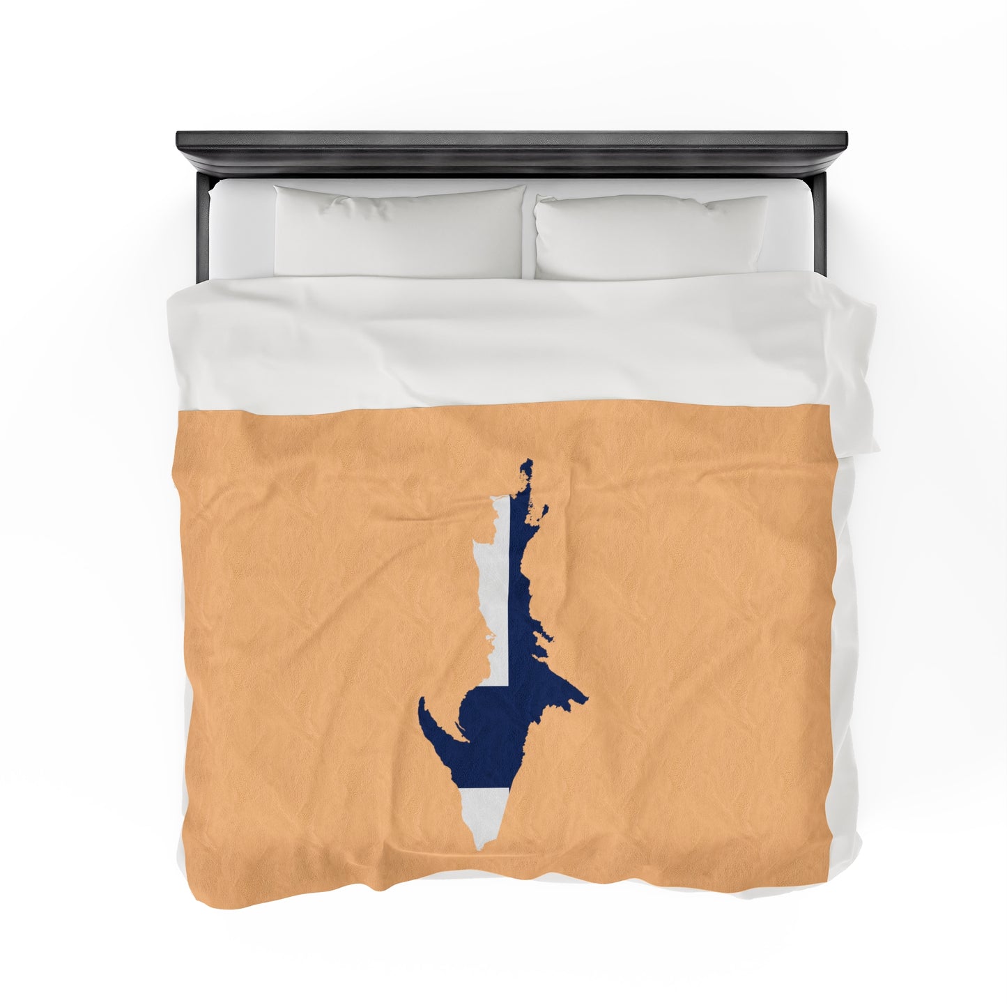 Michigan Upper Peninsula Plush Blanket (w/ UP Finland Flag Outline) | Pale Apricot