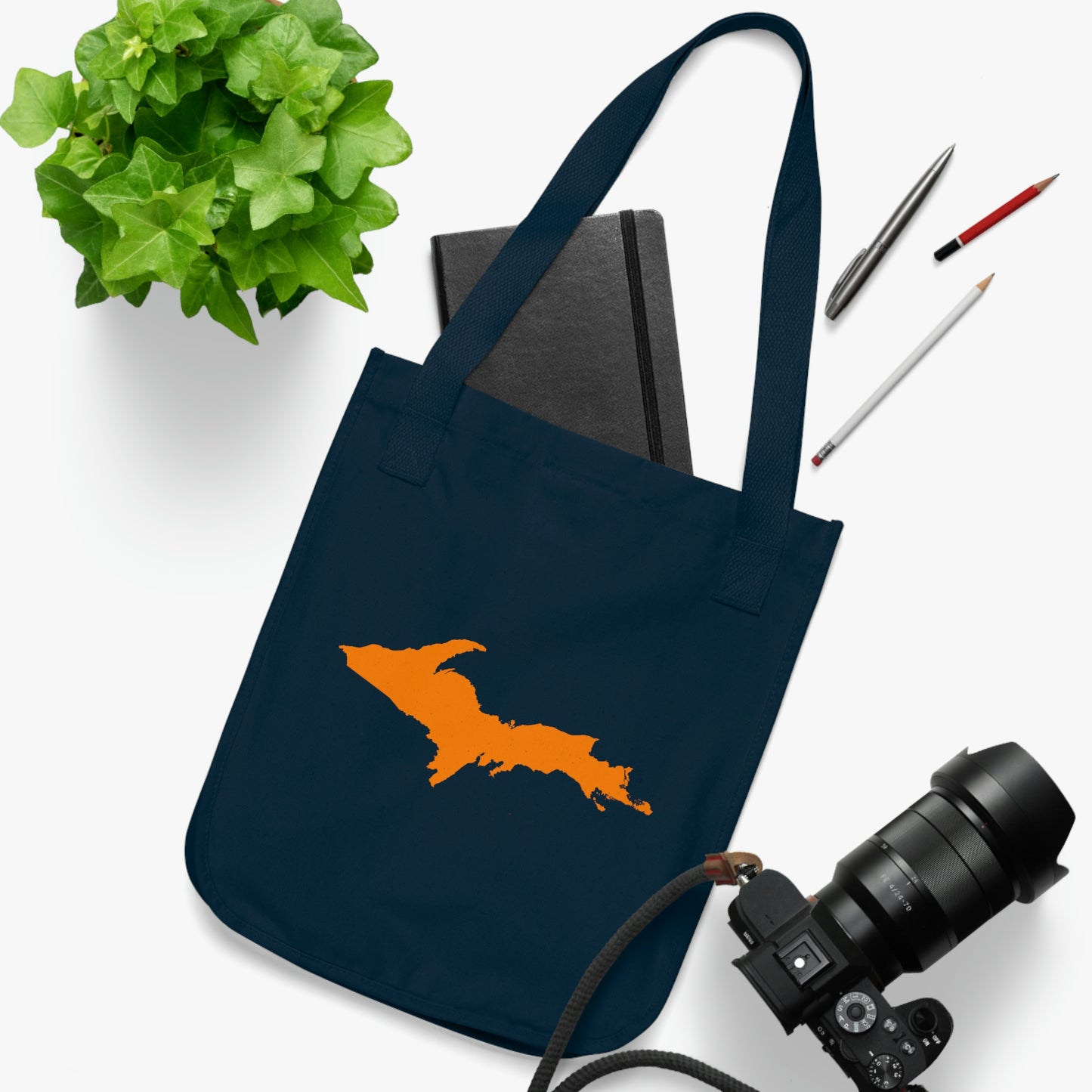 Michigan Upper Peninsula Heavy Tote Bag (w/ Orange UP Outline)