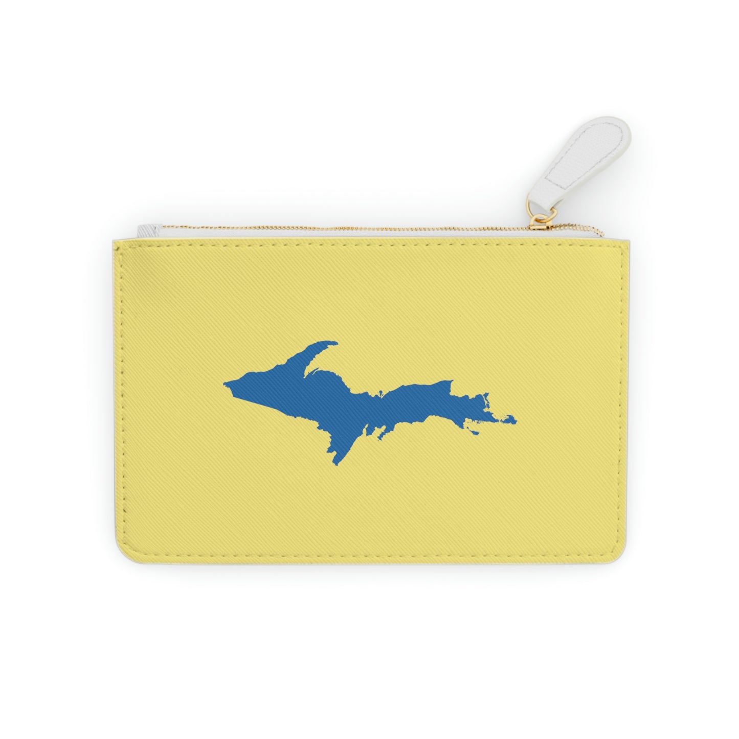 Michigan Upper Peninsula Mini Clutch Bag (Yellow Cherry Color w/ Azure UP Outline)