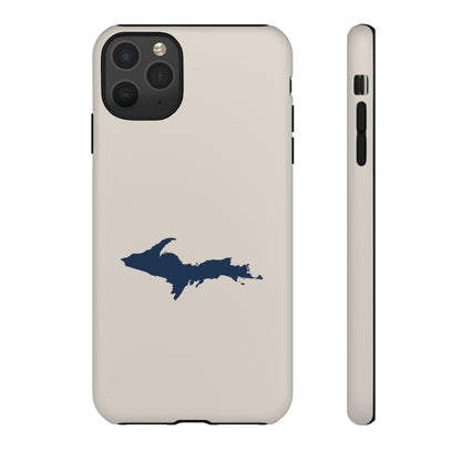 Michigan Upper Peninsula Tough Phone Case (Canvas Color w/ UP Outline) | Apple iPhone