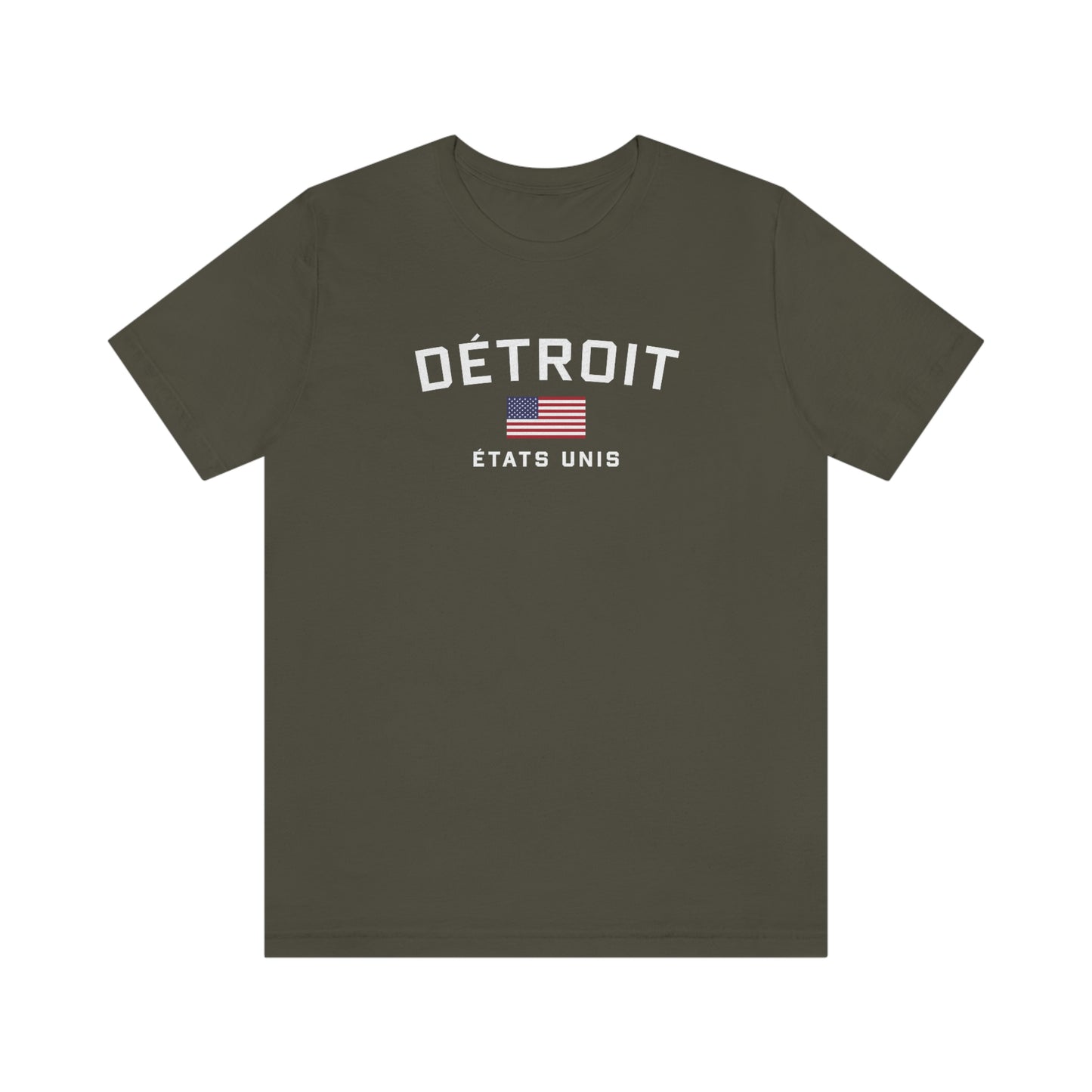 'Détroit États Unis' T-Shirt (w/USA Flag Outline) | Unisex Standard Fit