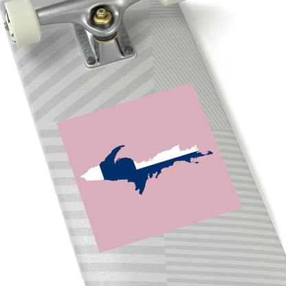 Michigan Upper Peninsula Square Sticker (Pink w/ UP Finland Flag Outline) | Indoor/Outdoor