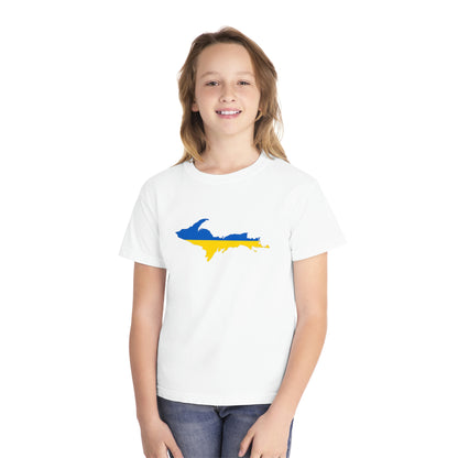 Michigan Upper Peninsula T-Shirt (w/ UP Ukraine Flag Outline) | Youth Garment-Dyed