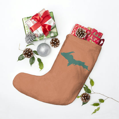 Michigan Upper Peninsula Christmas Stocking (Copper Color w/ Copper Green UP Outline)