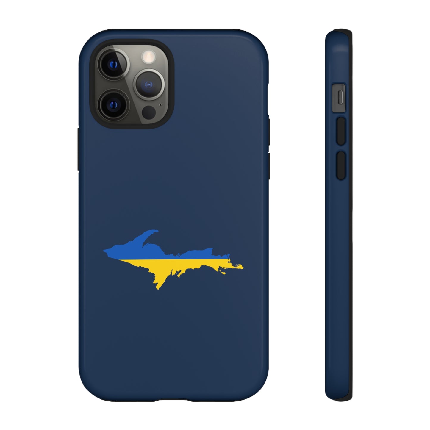 Michigan Upper Peninsula Tough Phone Case (Navy w/ UP Ukraine Flag Outline) | Apple iPhone