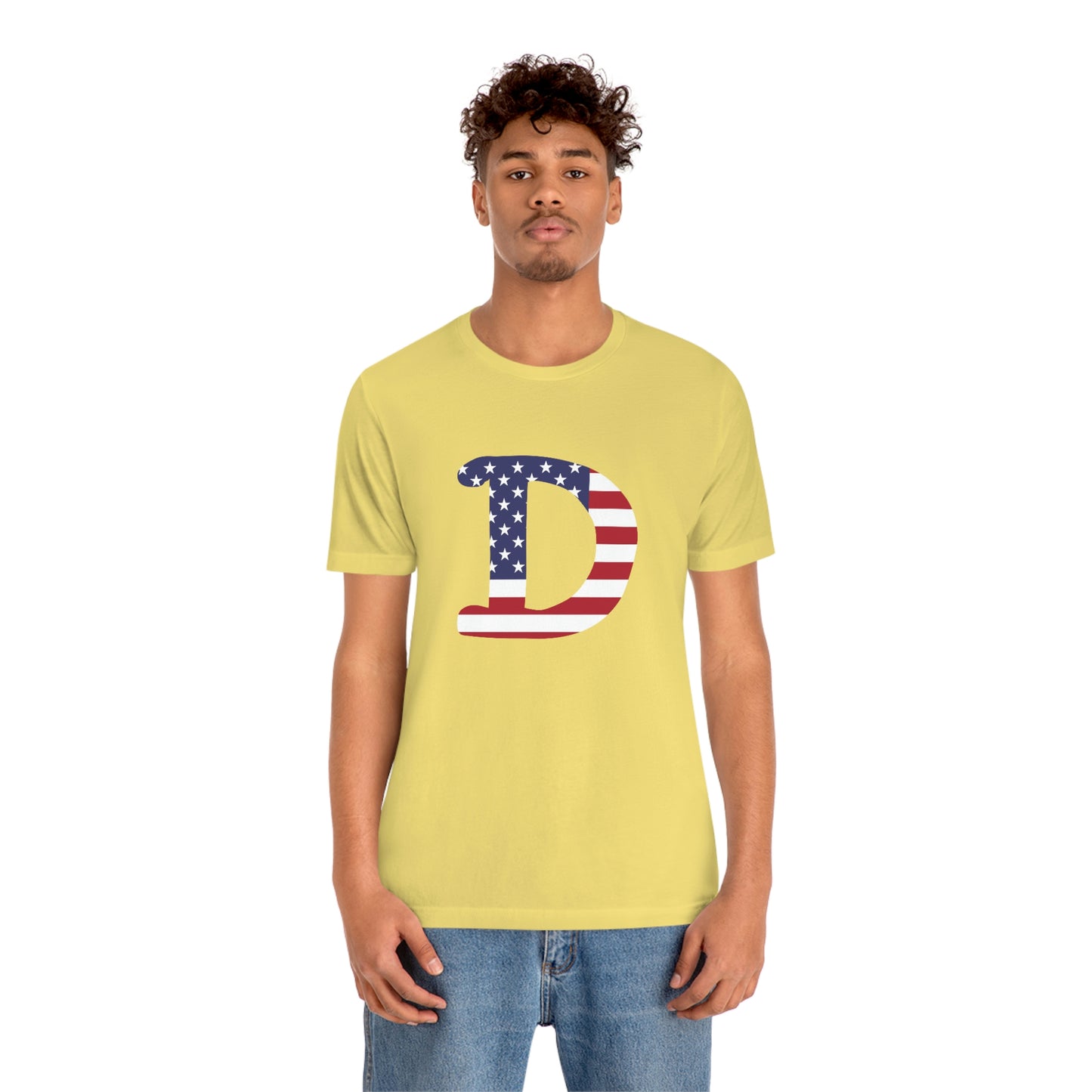 Detroit 'Old French D' T-Shirt (w/ USA Flag Outline) | Unisex Standard Fit