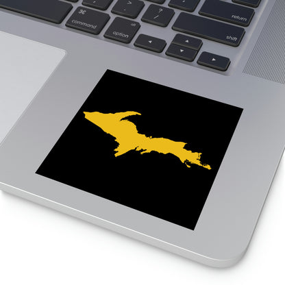 Michigan Upper Peninsula Square Sticker (Black w/ Gold UP Outline) | Indoor/Outdoor