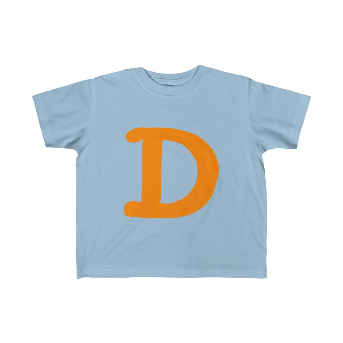 Detroit 'Old French D' T-Shirt  (Orange Full Body Outline) | Toddler Short Sleeve - Circumspice Michigan