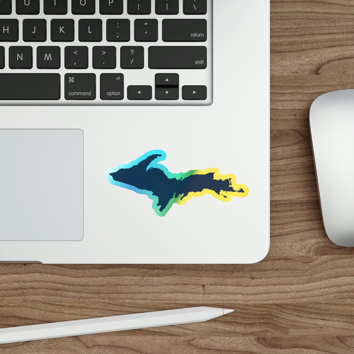 Michigan Upper Peninsula Holographic Die-Cut Stickers (w/ Navy UP Outline)